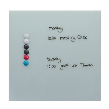 Glas-Magnettafel Weiß, 35x35 cm